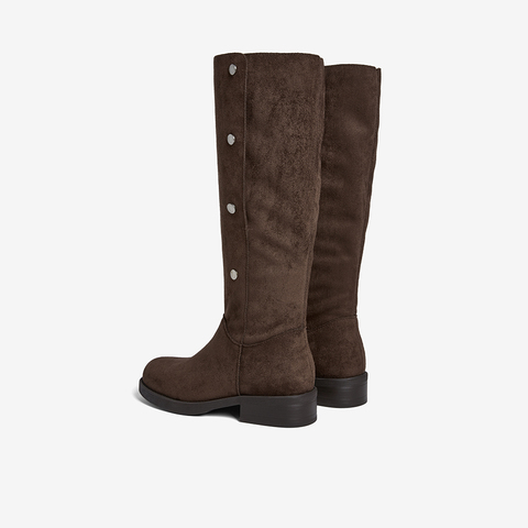 百思图2025冬季新款西部靴时尚复古潮流通勤女长靴UXM03DG5