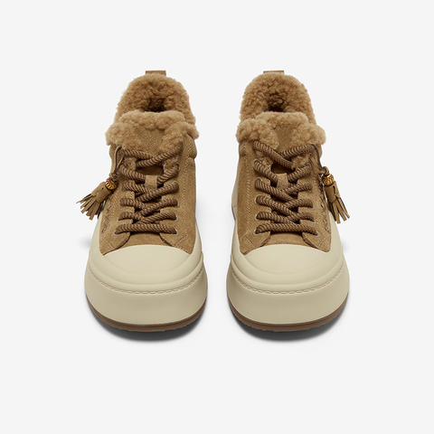 百思图2025冬季新款商场同款高帮板鞋时尚加绒女休闲鞋E8016DD5