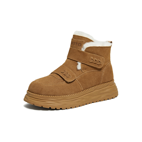 百思图2025冬季新款雪地靴时尚户外休闲保暖女短靴WW378DD5