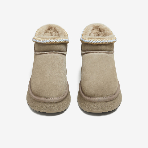 百思图2025冬季新款雪地靴时尚简约户外休闲女短靴L1128DD5