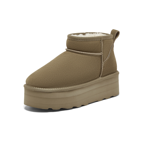百思图2025冬季新款雪地靴时尚简约户外休闲女短靴N8095DD5