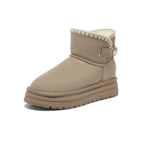 百思图2025冬季新款商场同款雪地靴时尚休闲女短靴J9352DD5