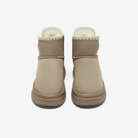 百思图2025冬季新款商场同款雪地靴时尚休闲女短靴J9352DD5