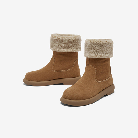 百思图2025冬季新款雪地靴时尚潮流户外休闲女短靴D3592DD5