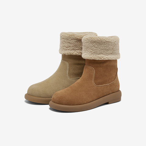 百思图2025冬季新款雪地靴时尚潮流户外休闲女短靴D3592DD5