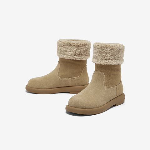 百思图2025冬季新款雪地靴时尚潮流户外休闲女短靴D3592DD5