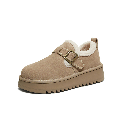 百思图2025冬季新款毛毛鞋时尚休闲加绒厚底女鞋N8079DM5