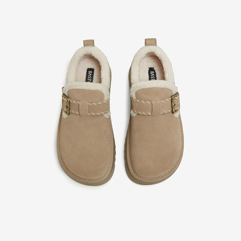 百思图2025冬季新款毛毛鞋时尚休闲加绒厚底女鞋N8079DM5