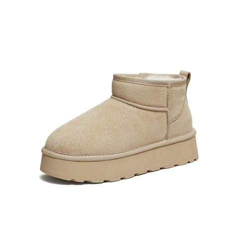 百思图2025冬季新款雪地靴简约户外运动休闲女短靴L2081DD5