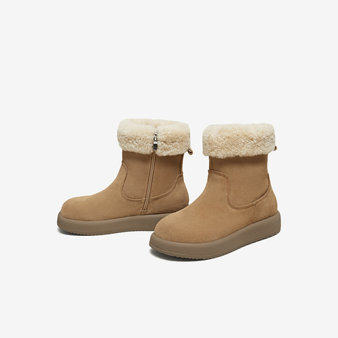 百思图2025冬季新款雪地靴时尚潮流户外休闲运动女短靴W9319DD5