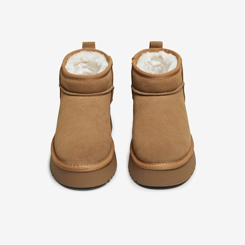 百思图2025冬季新款雪地靴时尚简约户外休闲女短靴N8106DD5