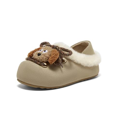 百思图2025冬季新款商场同款勃肯鞋复古加绒保暖女单鞋6710DM5