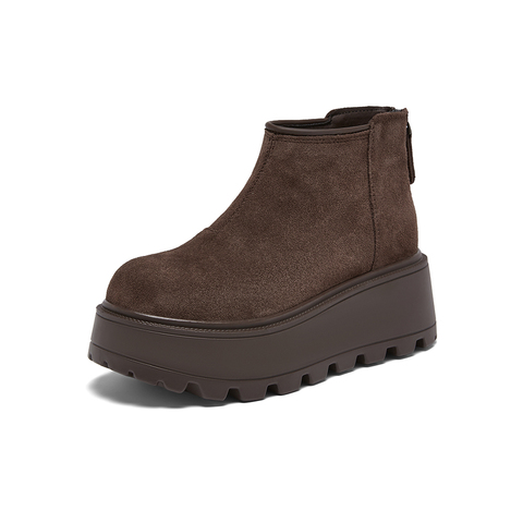 百思图2025冬季新款雪地靴时尚简约休闲厚底女短靴CO812DD5