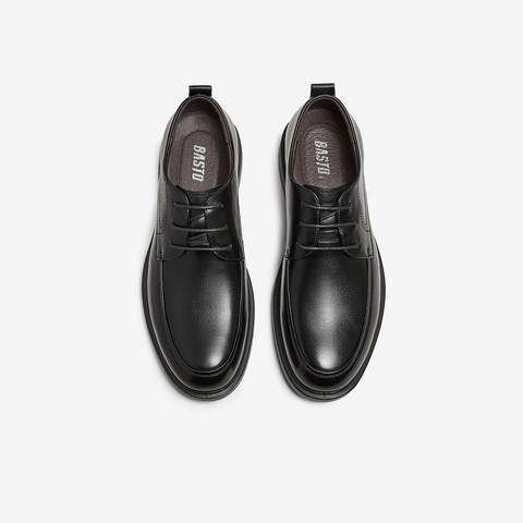 百思图2025春季新款简约商务通勤平跟圆头男休闲皮鞋30265AM5