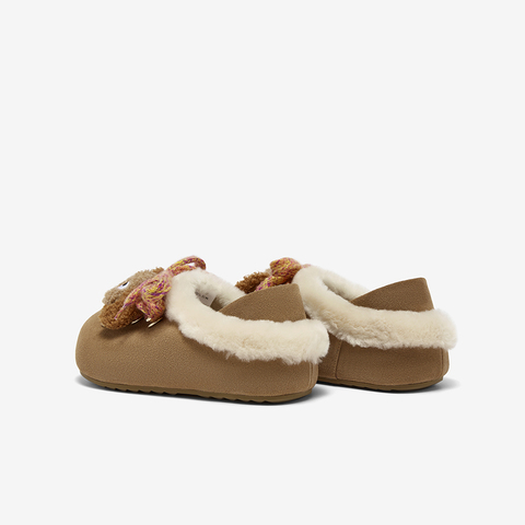 百思图2025冬季新款商场同款勃肯鞋复古加绒保暖女单鞋6710DM5