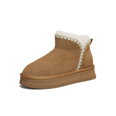 百思图2025冬季新款雪地靴时尚户外休闲保暖女短靴N8091DD5