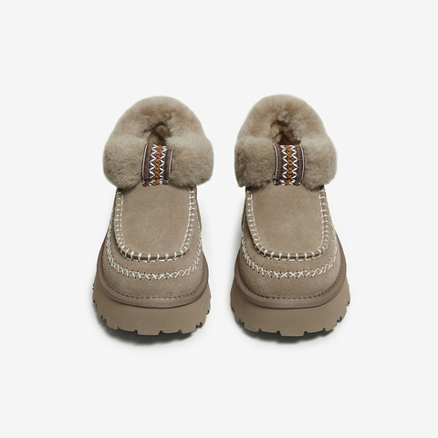 百思图2025冬季新款毛毛鞋时尚简约户外厚底加绒女休闲鞋L0928DD5