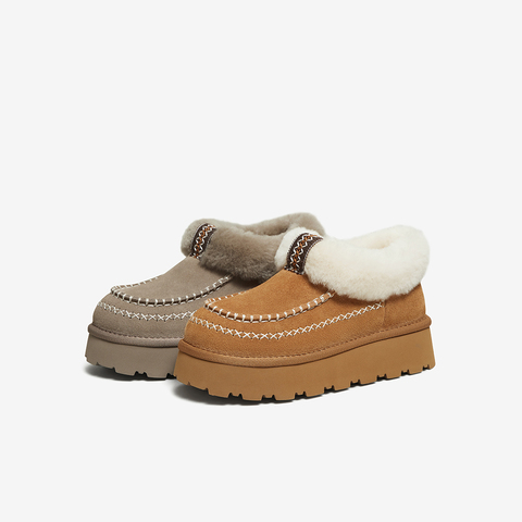 百思图2025冬季新款毛毛鞋时尚简约户外厚底加绒女休闲鞋L0928DD5