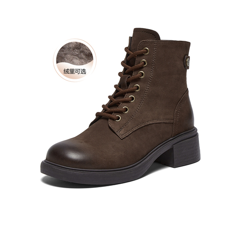 百思图2025冬季新款商场同款马丁靴时尚潮流街头女短靴UWQ01DD5