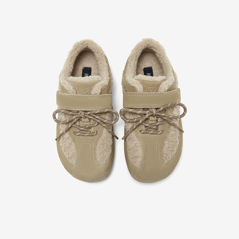 百思图2025冬季新款德训鞋时尚复古加绒保暖女休闲鞋D3607DM5