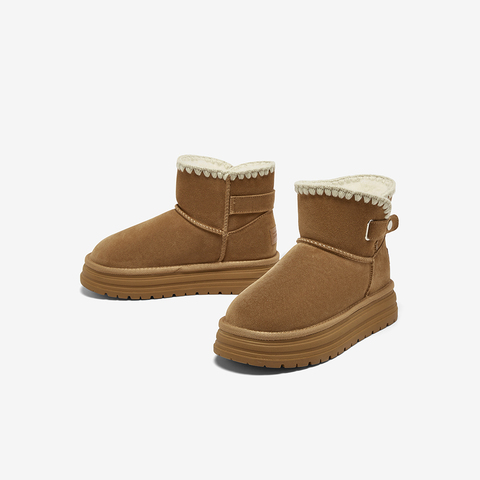 百思图2025冬季新款商场同款雪地靴时尚休闲女短靴J9352DD5