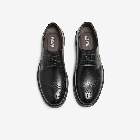 百思图2025春季新款简约时尚商务通勤平跟男正装皮鞋30269AM5