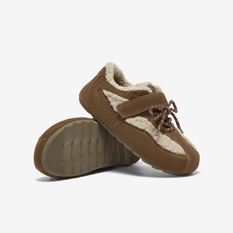 百思图2025冬季新款德训鞋时尚复古加绒保暖女休闲鞋D3607DM5