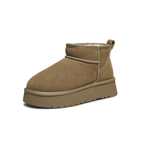 百思图2025冬季新款雪地靴时尚简约户外休闲女短靴N8106DD5