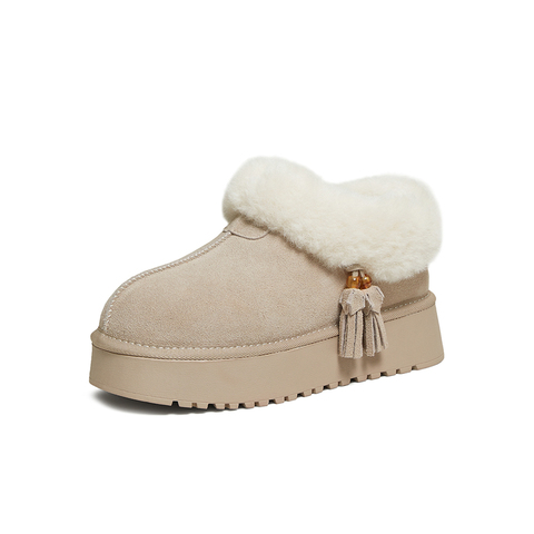 百思图2025冬季新款雪地靴时尚潮流加绒保暖女短靴W0728DD5
