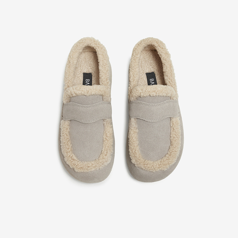 百思图2025冬季新款勃肯鞋时尚复古休闲加绒保暖女单鞋D3505DM5