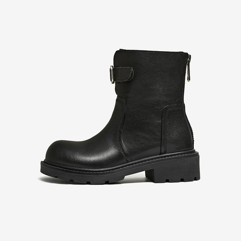 百思图2025冬季新款商场同款休闲靴时尚简约女短靴W8271DD5