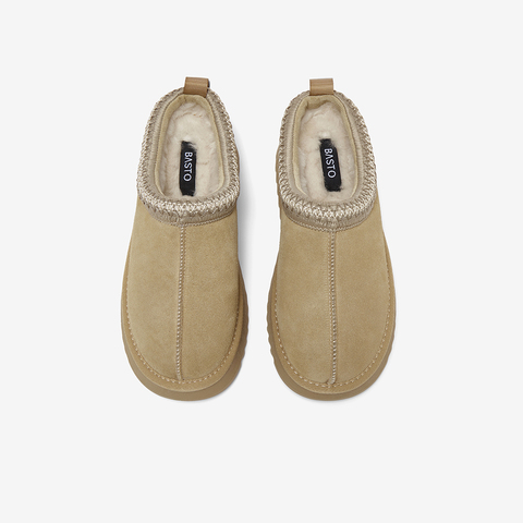 百思图2025冬季新款毛毛鞋时尚户外休闲加绒厚底女拖鞋DK807DM5