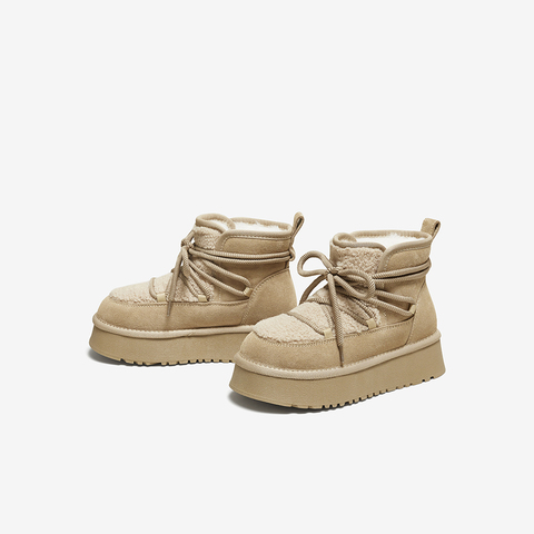 百思图2025冬季新款雪地靴时尚潮流户外休闲女短靴L8728DD5