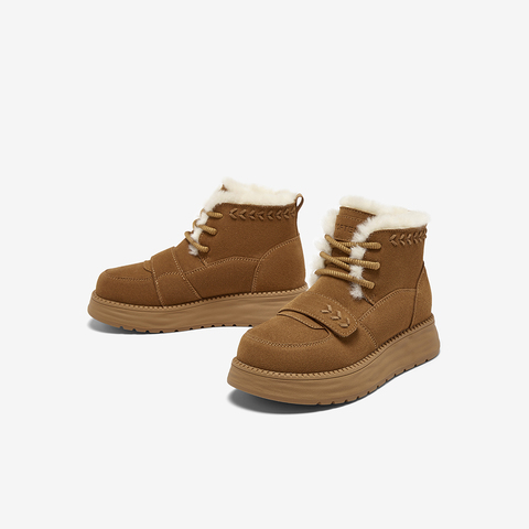 百思图2025冬季新款商场同款雪地靴时尚户外休闲女短靴BJ095DD5