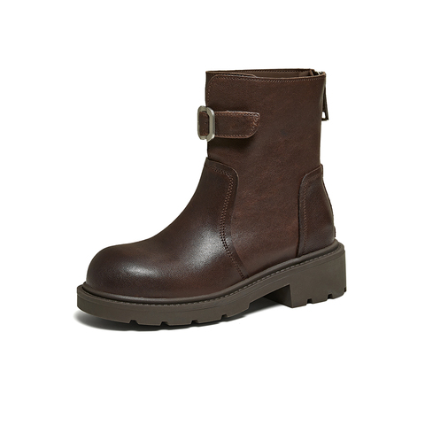 百思图2025冬季新款商场同款休闲靴时尚简约女短靴W8271DD5