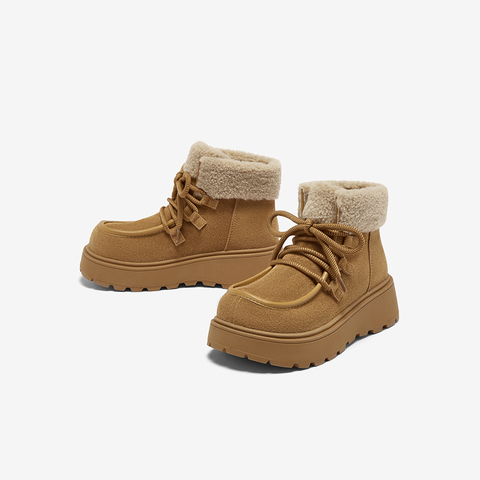 百思图2025冬季新款商场同款雪地靴时尚休闲女短靴L1828DD5