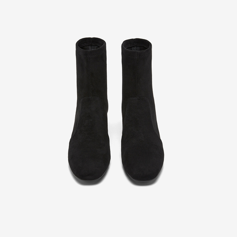 百思图2025冬季新款时装靴时尚简约通勤粗跟女短靴K5089DZ5