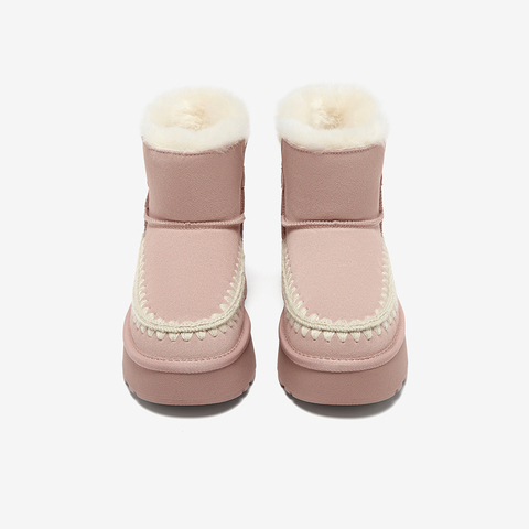 百思图2025冬季新款雪地靴时尚户外休闲运动女短靴L5928DD5