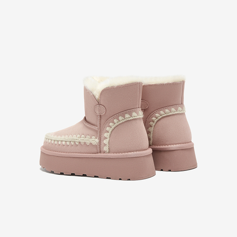 百思图2025冬季新款雪地靴时尚户外休闲运动女短靴L5928DD5