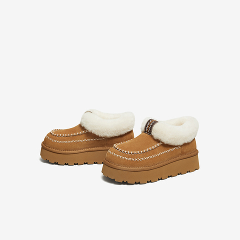 百思图2025冬季新款毛毛鞋时尚简约户外厚底加绒女休闲鞋L0928DD5