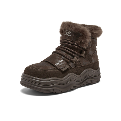 百思图2025冬季新款商场同款雪地靴时尚户外运动女短靴X5878DD5