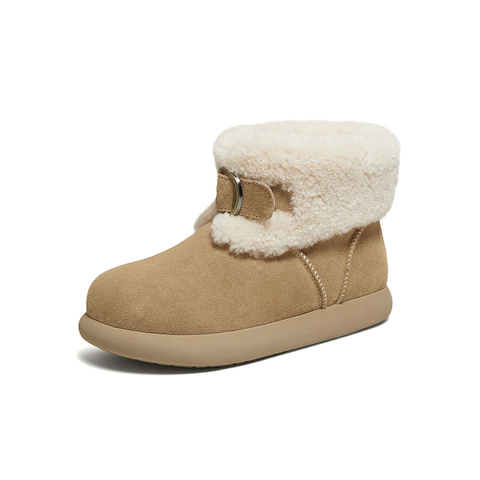 百思图2025冬季新款雪地靴时尚简约户外休闲女短靴L3728DD5