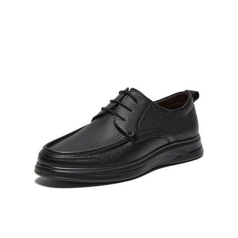 百思图2025秋季新款时尚简约商务通勤厚底男休闲皮鞋10011CM5