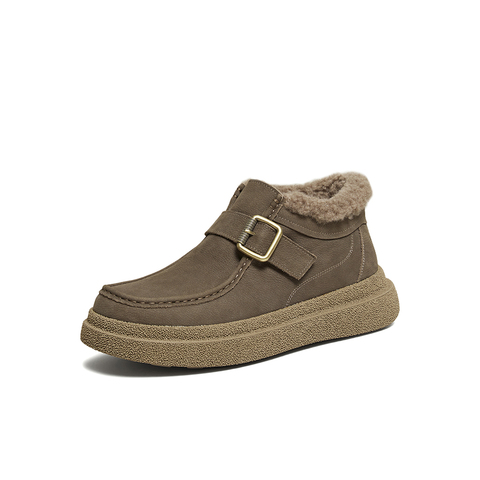 百思图2025冬季新款商场同款雪地靴时尚休闲加绒男短靴W2672DD5