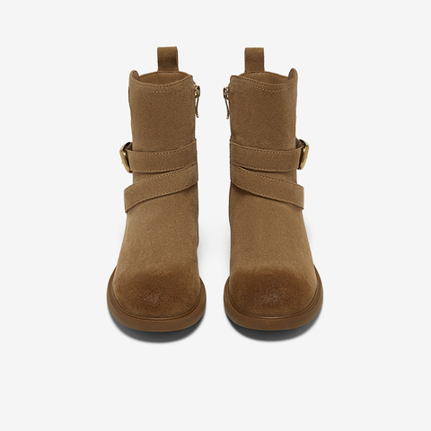 百思图2025冬季新款休闲靴时尚简约户外通勤女中靴W0182DZ5