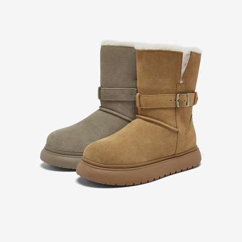 百思图2025冬季新款商场同款雪地靴时尚简约户外女中靴L2509DZ5