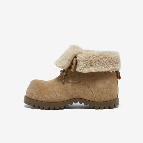 百思图2025冬季新款商场同款雪地靴时髦工装户外女短靴F1151DD5