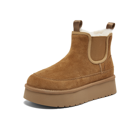 百思图2025冬季新款商场同款雪地靴时尚户外休闲女短靴D5856DD5