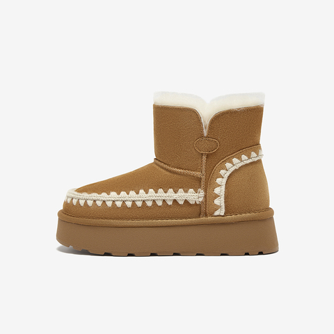 百思图2025冬季新款雪地靴时尚户外休闲运动女短靴L5928DD5