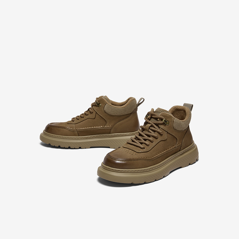 百思图2025冬季新款商场同款板鞋户外运动加绒男休闲鞋W9061DD5